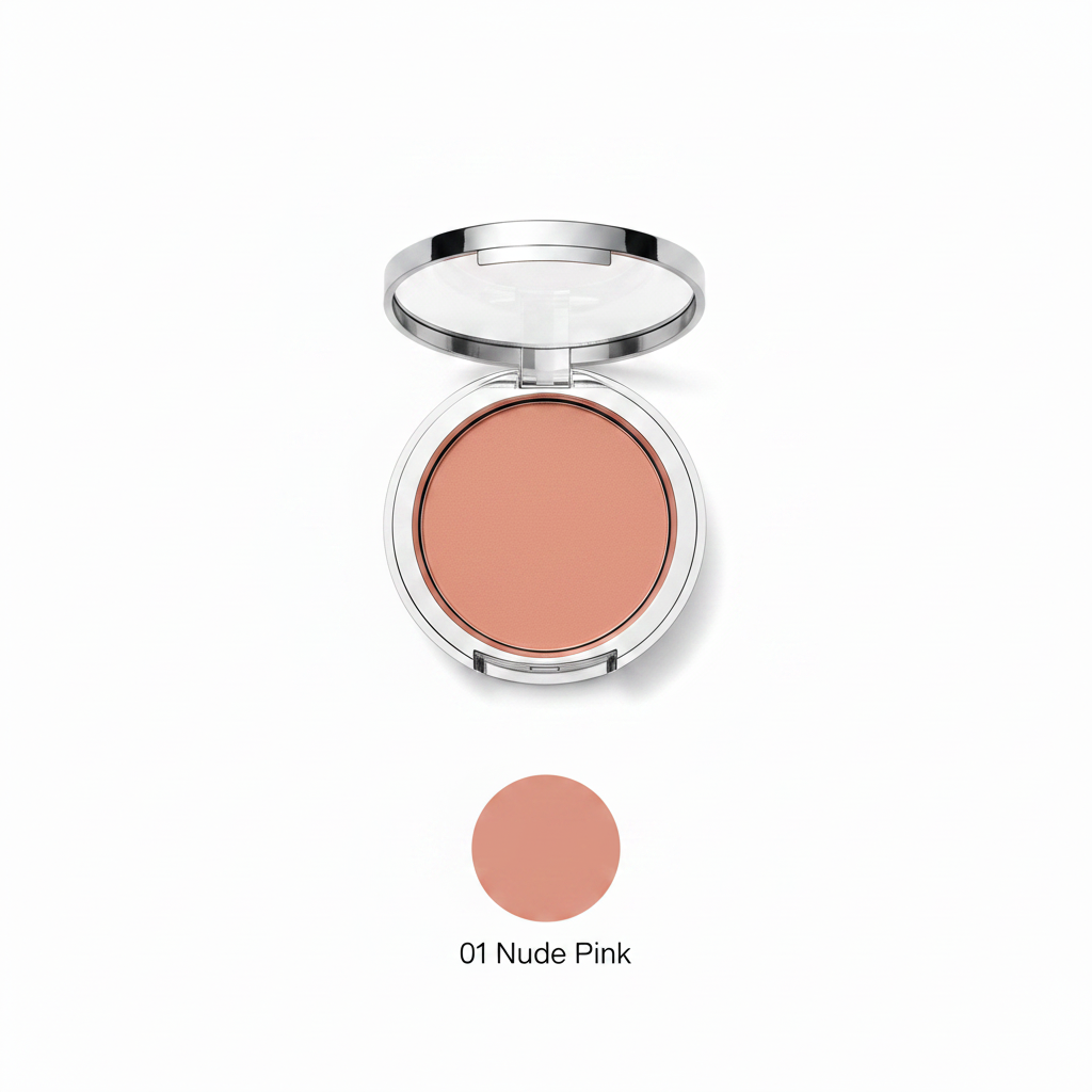 3-Shade Pressed Blush Compact | Nude Pink, Coral Orange & Deep Rose