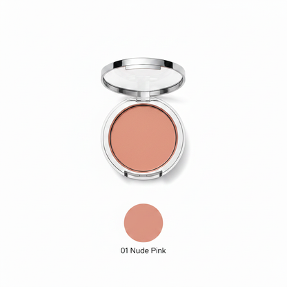 3-Shade Pressed Blush Compact | Nude Pink, Coral Orange & Deep Rose