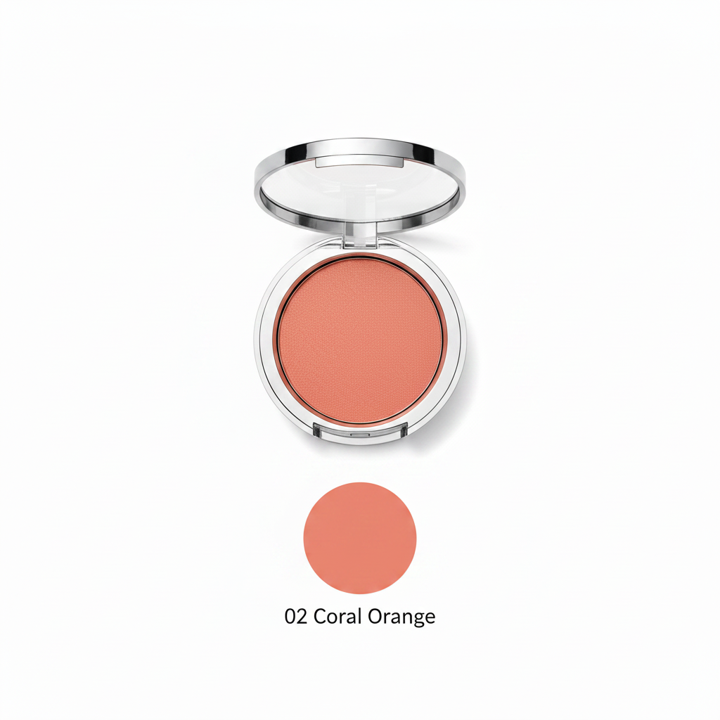 3-Shade Pressed Blush Compact | Nude Pink, Coral Orange & Deep Rose