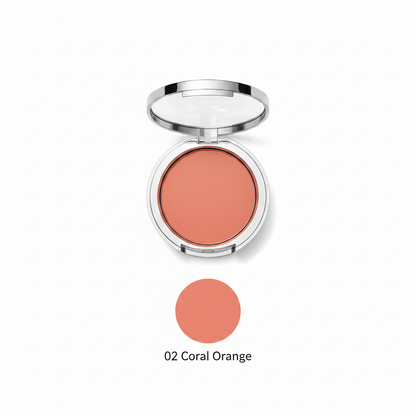 3-Shade Pressed Blush Compact | Nude Pink, Coral Orange & Deep Rose