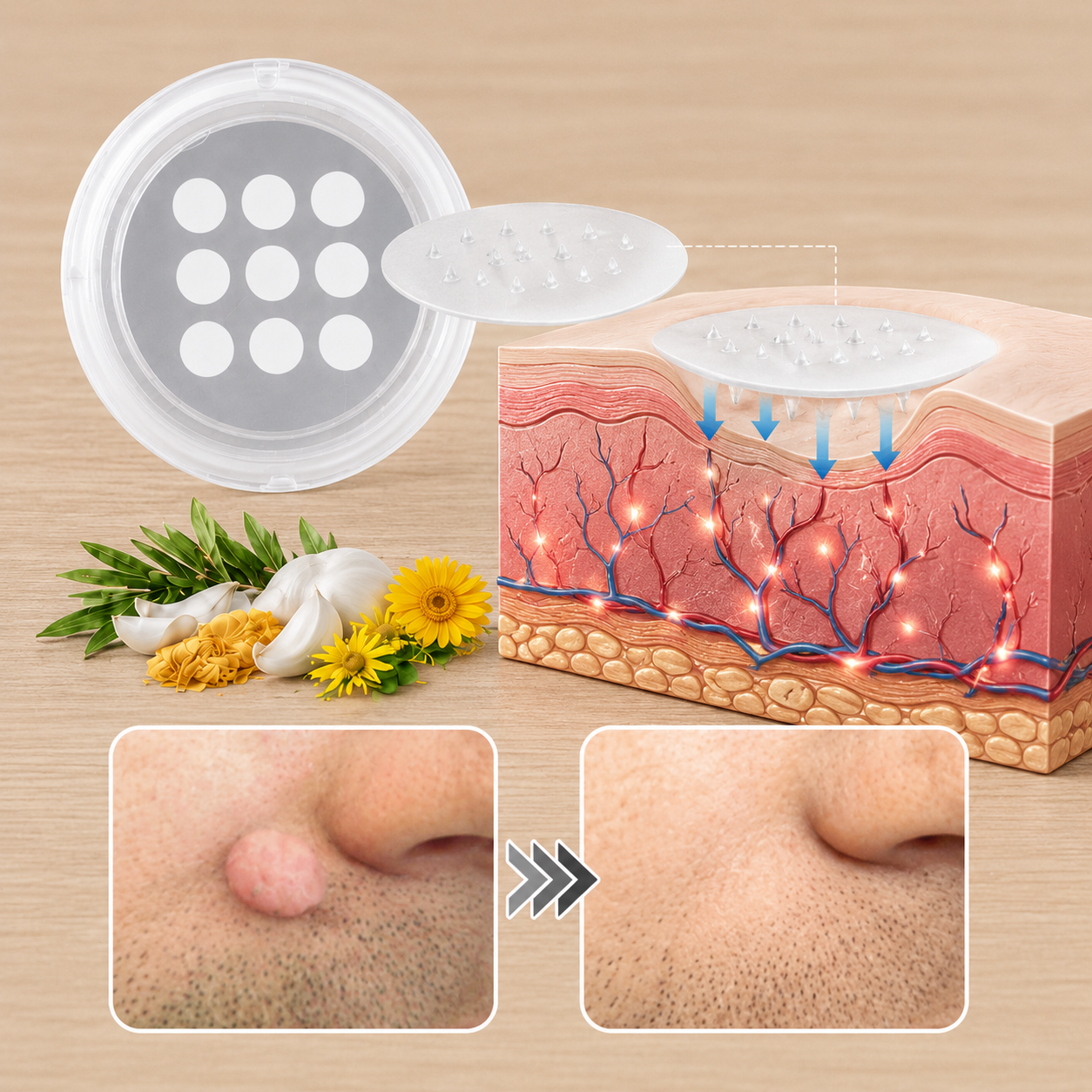 ✨✨Muwix®2-in-1 Microneedle & Hydrocolloid Patch?| Removes Raised Moles, Acne, Flat Warts & Skin Tags | Helps Improve Wrinkles, Scars & Blemishes | Invisible Patches for Face & Body