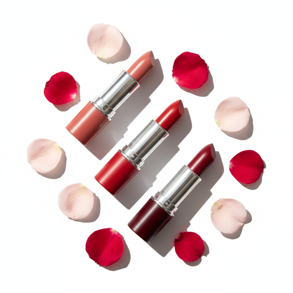 3 Shade Moisturizing Lipstick | Nude, Rose Red & Deep Burgundy