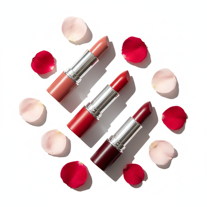3 Shade Moisturizing Lipstick | Nude, Rose Red & Deep Burgundy