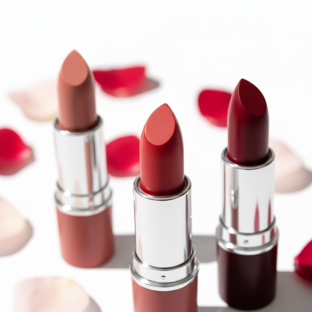 3 Shade Moisturizing Lipstick | Nude, Rose Red & Deep Burgundy