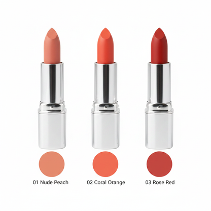 Luxury Silver Tube Lipstick| Nude to Bold Red
