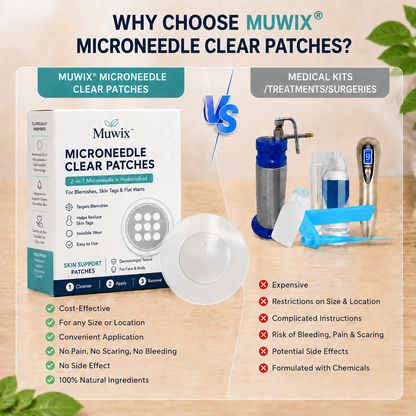 ✨Muwix®2-in-1 Microneedle & Hydrocolloid Patch?| Removes Raised Moles, Acne, Flat Warts & Skin Tags | Helps Improve Wrinkles, Scars & Blemishes | Invisible Patches for Face & Body