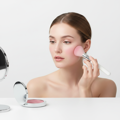 Rose Pink Pressed Blush with Brush
