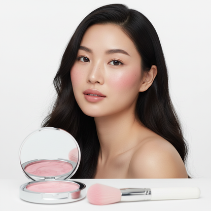 Rose Pink Pressed Blush with Brush