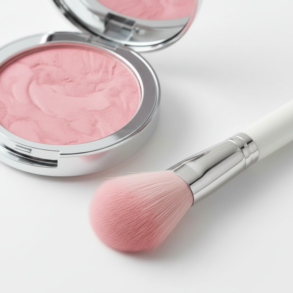 Rose Pink Pressed Blush with Brush