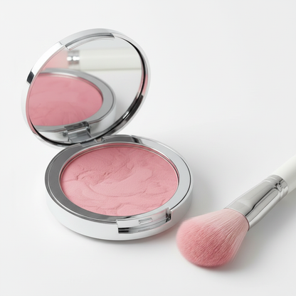 Rose Pink Pressed Blush with Brush